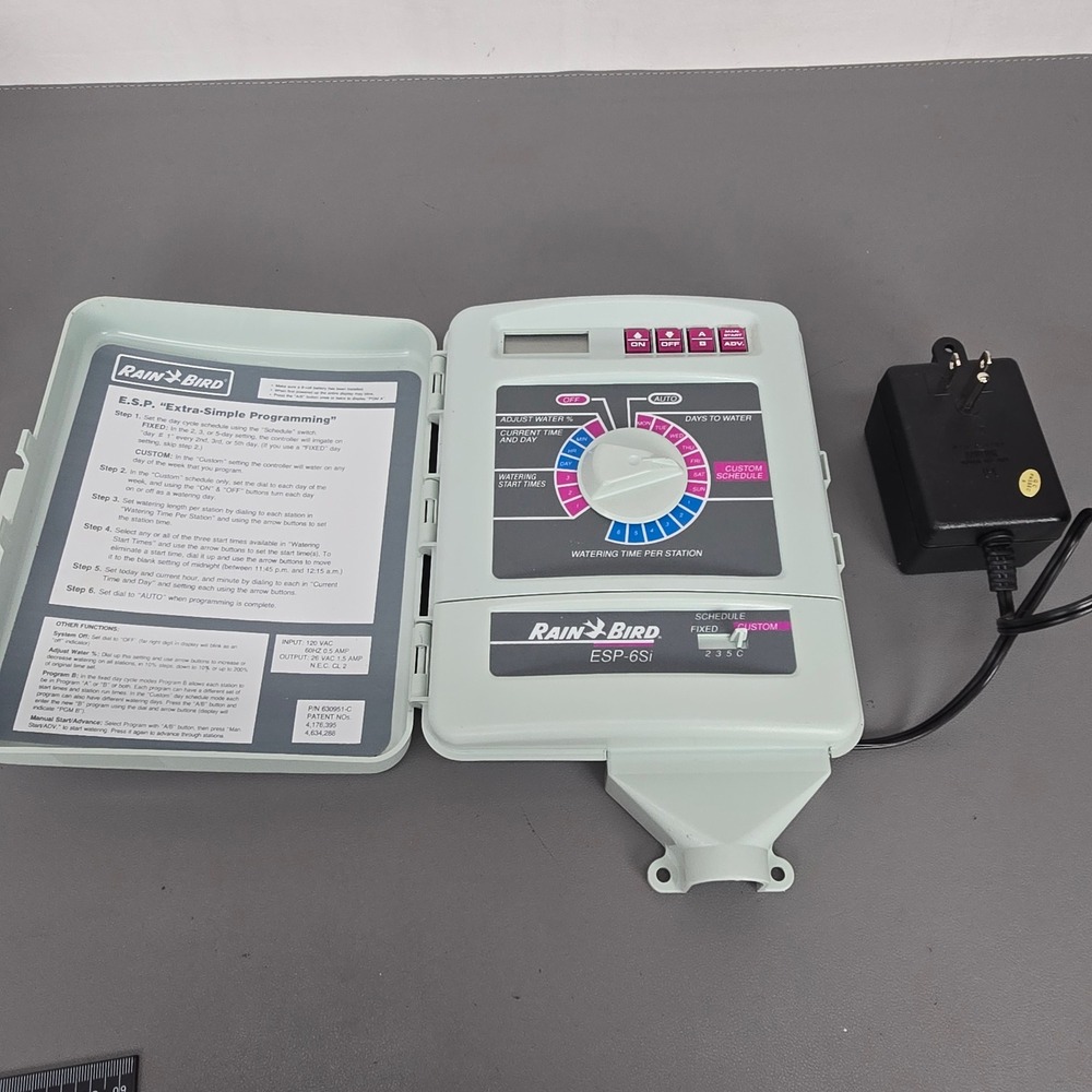 Rain Bird ESP-6Si Indoor 6-Station Sprinkler Controller W/ Power Adapter READ